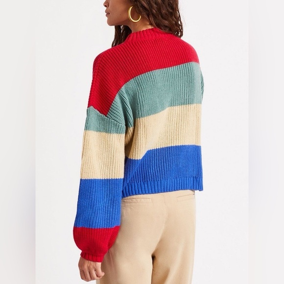 BRIXTON Madero Balloon Sleeve Block Stripe Sweater - Picture 3 of 7